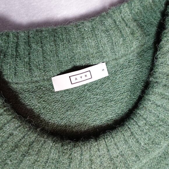 AYR Kickback Crewneck Sweater Womens S Oversized Fit Alpaca Wool Blend Striped - Picture 2 of 8